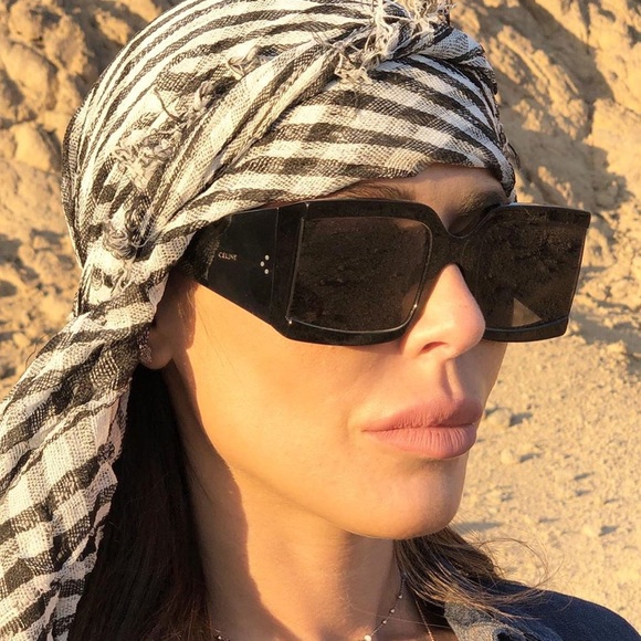 Celine Black Wide-arm Square Acetate Sunglasses - Picture 3 of 11